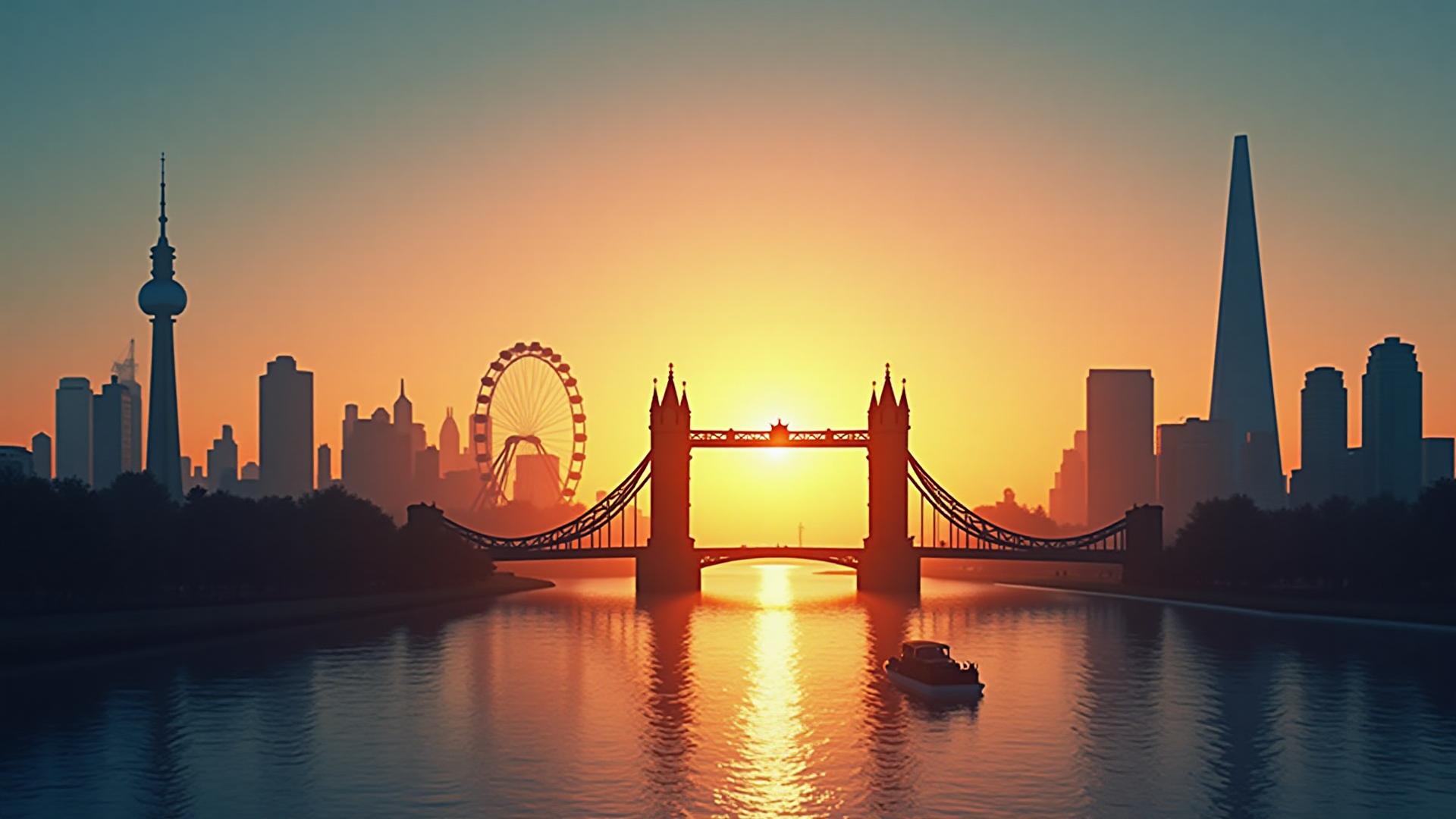 UK skyline representing travel and tourism to the United Kingdom